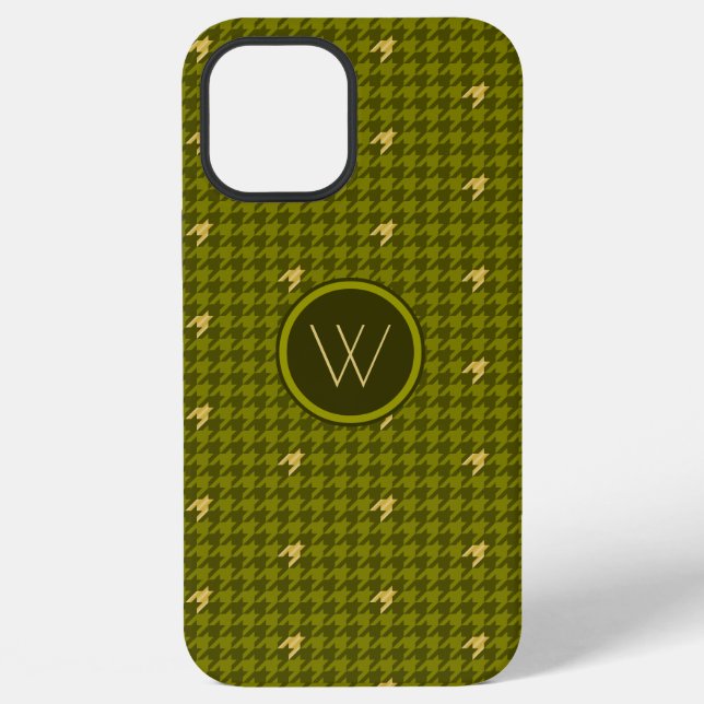 Coque iPhone Olive with Gold Accent Houndstooth Coque-Mate Coqu (Verso)