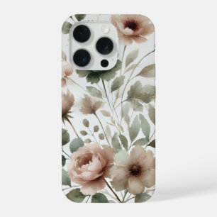 Coque iPhone 15 Pro Olivier Poussiéreux & Fleurs Modernes Aquarelle Ro