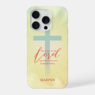 Coque iPhone 15 Pro Ombre Croix Écriture Personnalisée