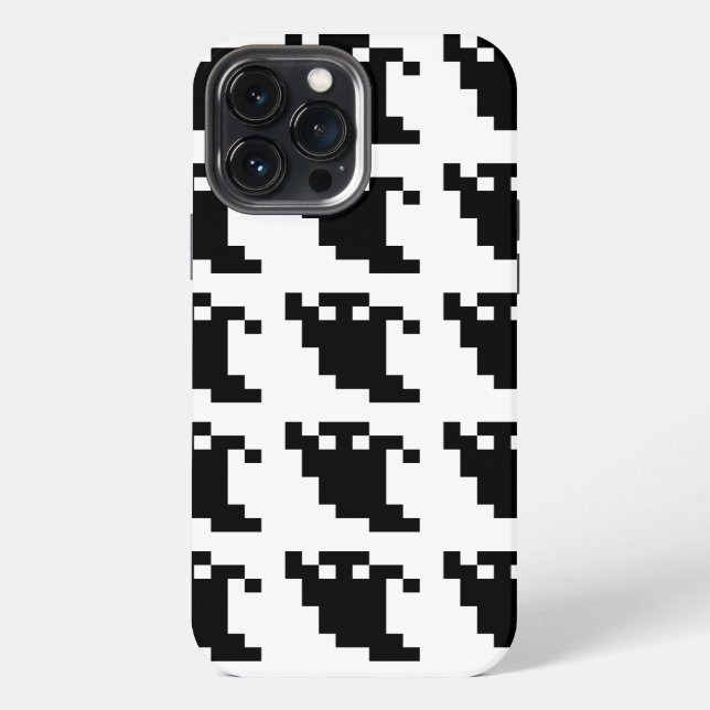 Coque iPhone Ombre de fantôme de pixel 8 bits (Verso)
