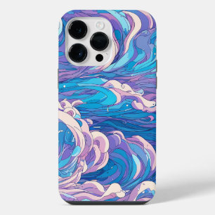 Coque Pour Pour iPhone 14 Pro Max Ondes bleues Anime, Esthétique des ondes bleues