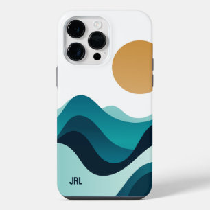 Coque Pour Pour iPhone 14 Pro Max Ondes d'océan Abstrait personnalisées Soleil Minim