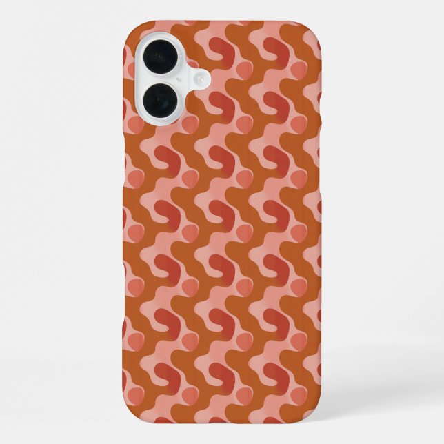 Coque iPhone Ondes fluides en orange et rose (Verso)