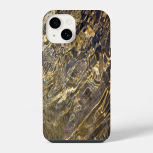 Coque Pour iPhone 14 Ondulations d'eau dorées abstraites