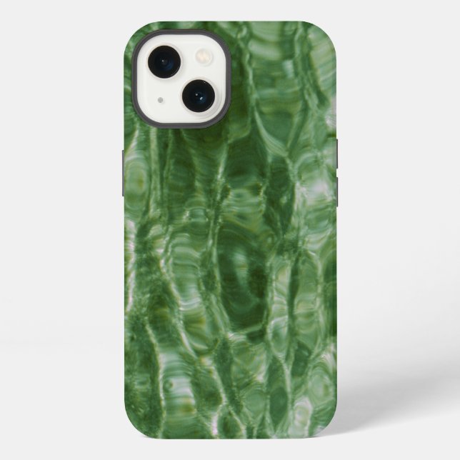 Coque iPhone Ondulations d'eau verte abstraites (Verso)