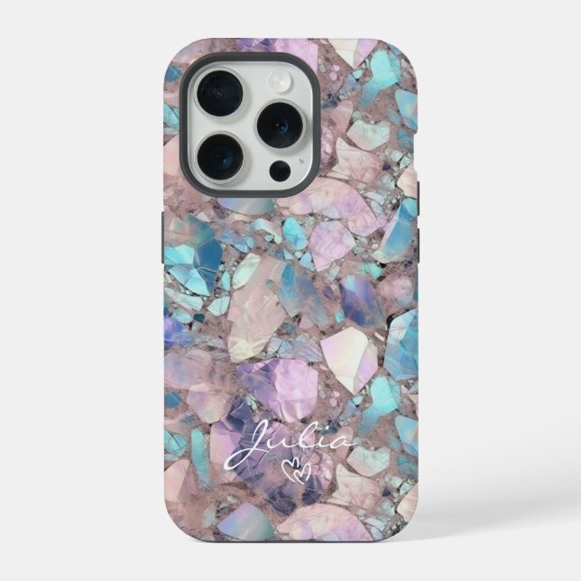 Coque iPhone Opal Pierre Pastel Shimmer Texture Motif iPhone (Verso)