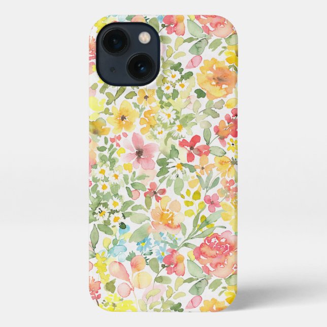 Coque iPhone Optimisme - aquarelle vive florale (Verso)