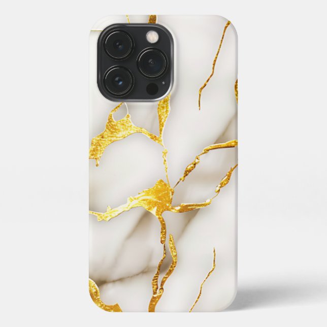 Coque iPhone Or blanc japonais Kintsugi (Verso)