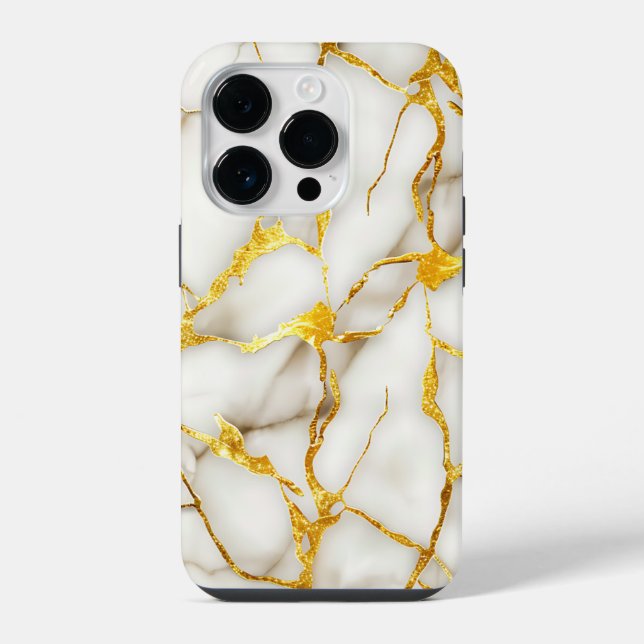 Coque iPhone Or blanc japonais Kintsugi (Verso)