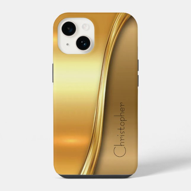 Coque iPhone Or imprimé en acier inoxydable or titane iphone 15 (Verso)