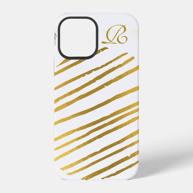 Coque iPhone Or moderne et monogramme (Verso)