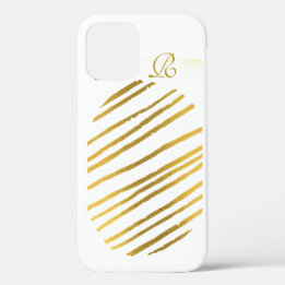 Coque iPhone 12 Or moderne et monogramme