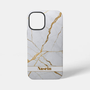 Coque iPhone 12 Mini Or Moderne Marbre Blanc & Luxe Minimaliste