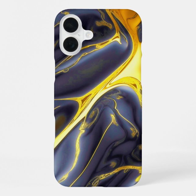 Coque iPhone Or noir cool fluide de marbre texturé (Verso)