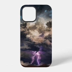 Coque iPhone 12 Orage éclairé nuageux