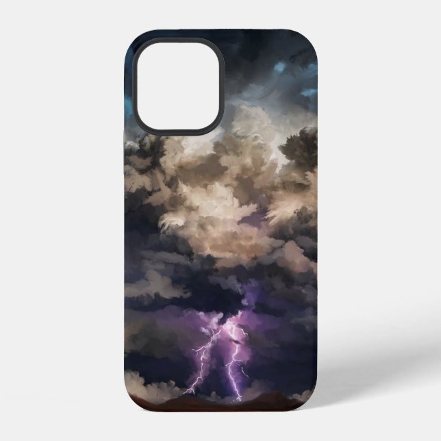 Coque iPhone Orage éclairé nuageux  (Verso)