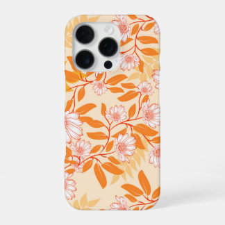 Coque iPhone 16 Pro Orange and white floral pattern daisies