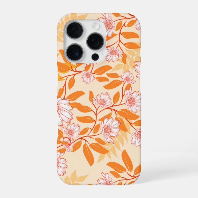 Coque iPhone Orange and white floral pattern daisies (Verso)