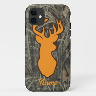 Coque iphone orange de Camo de tête de cerfs