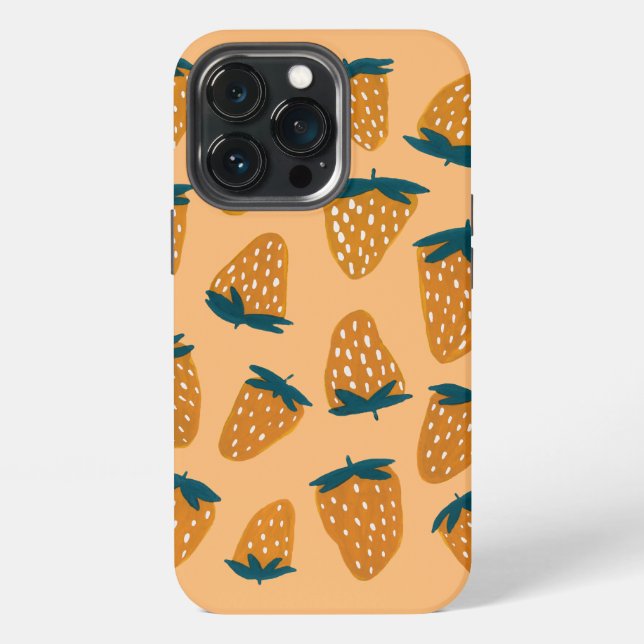 Coque iPhone Orange de fraises d'été bio (Dos)
