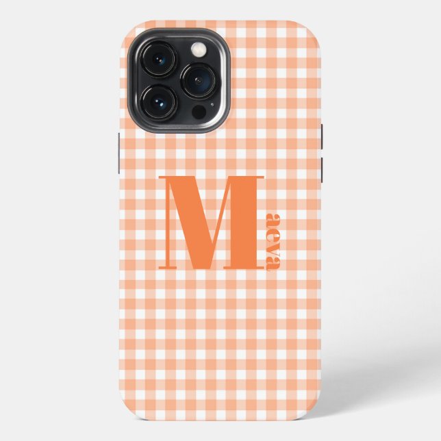 Coque iPhone orange en vichy Coque-coque iphone (Verso)