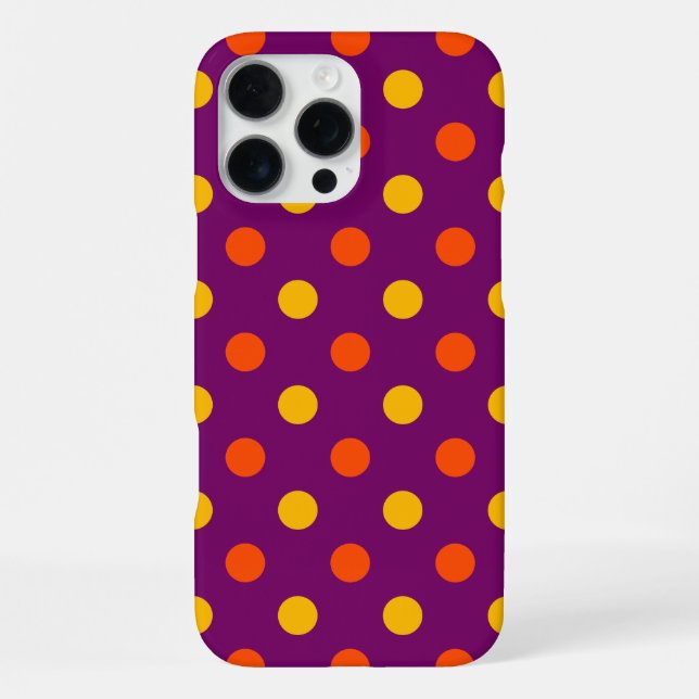 Coque iPhone Orange et points jaunes violets  (Verso)