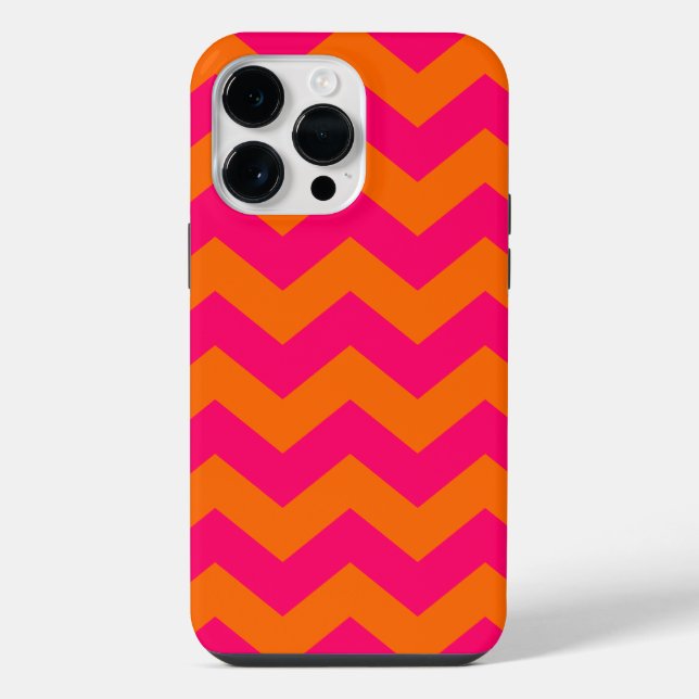Coque iPhone Orange et rose en zigzag (Verso)