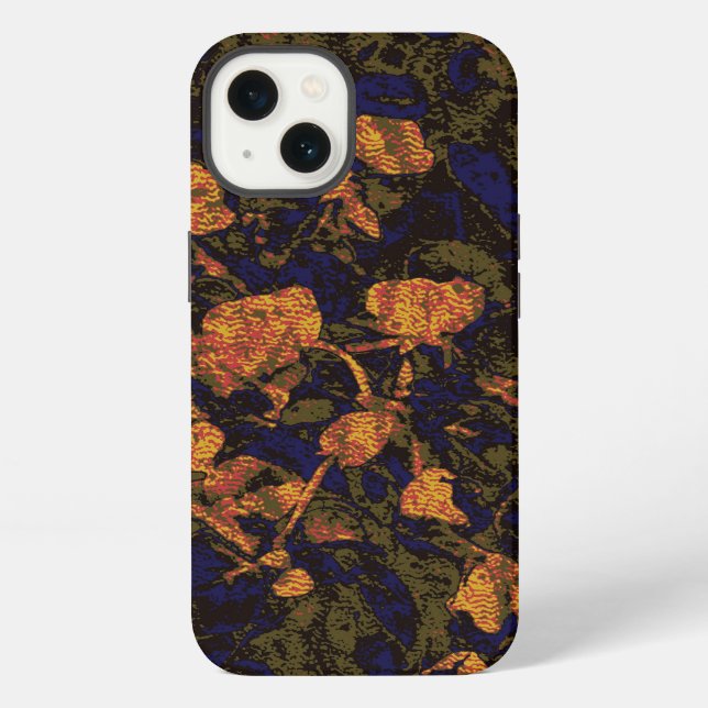 Coque iPhone Orange flower against leaf camouflage pattern (Verso)