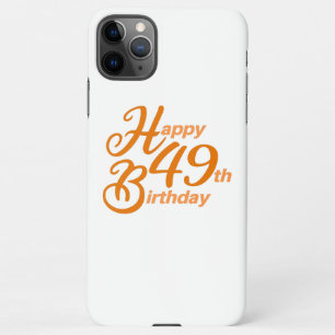 Coque iPhone 11Pro Max Orange Happy 49e Anniversaire texte cursif