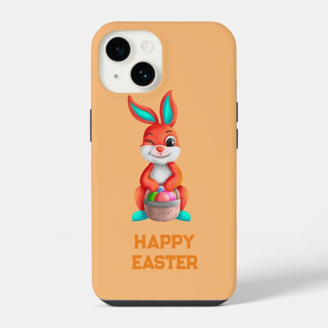 Coque iPhone Orange Joyeuses Pâques  (Verso)