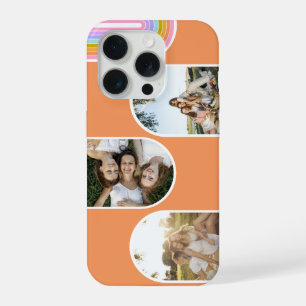 Coque iPhone 15 Pro Orange Mignon Moderne Disposition de 3 Photos Pers