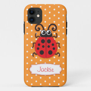 Coque iphone orange rouge de coccinelle de nom