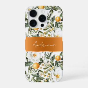 Coque iPhone 16 Pro Oranges florales romantiques Sicile Italienne