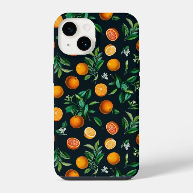 Coque iPhone Oranges Noires Fruit | iPhone 14 Case-Mate (Verso)