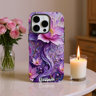 Coque iPhone 16 Pro Orbes flottantes et fleurs d'Imaginaire