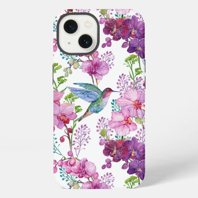 Coque iPhone Orchidées avec colibri  (Verso)