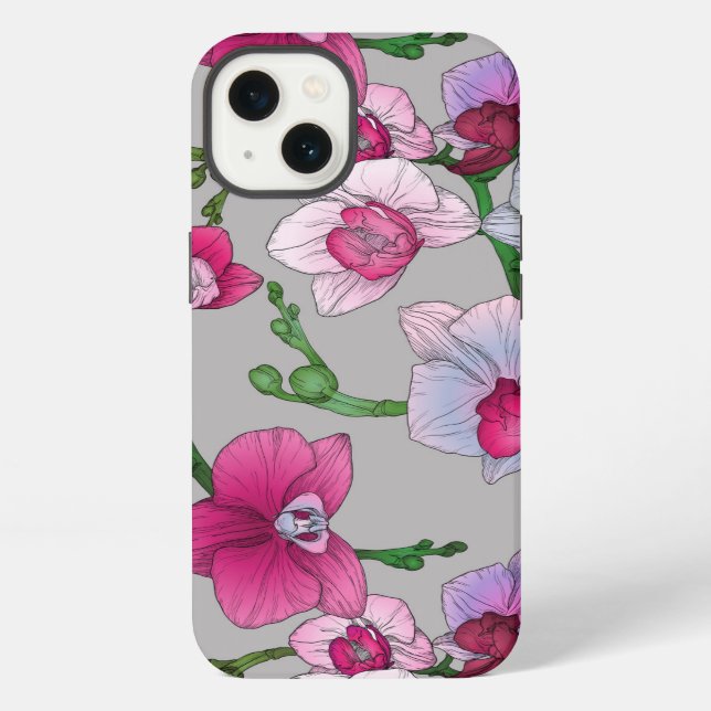 Coque iPhone Orchidées roses en fleurs (Verso)