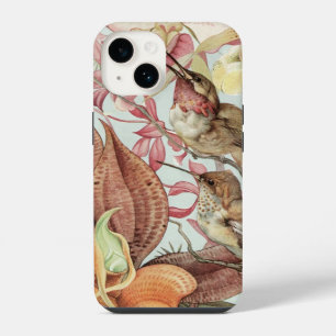 Coque Pour iPhone 14 Orchidées tropicales vintages, Fleurs et Colibris