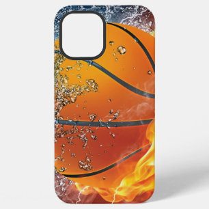 Coque iPhone 12 Pro Max Oreiller de lancer de basketball en flammes
