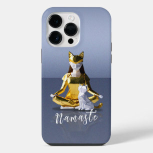 Coque Pour Pour iPhone 14 Pro Max Origami Gold Foil Yoga Méditer Catwoman and Cat