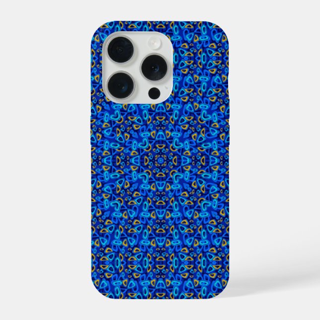 Coque iPhone Ornement abstrait bleu multicolore (Verso)