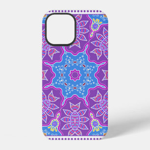 Coque iPhone 12 Ornement coloré décoratif sur fond blanc,