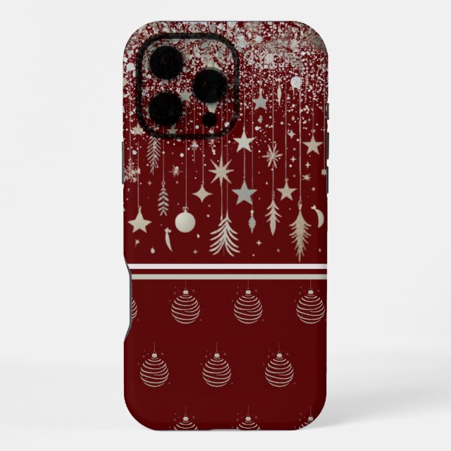 Coque iPhone Ornements de Noël Élégants (Verso)