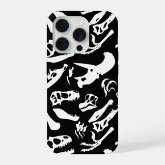 Coque iPhone 15 Pro Os de dinosaures (noir)