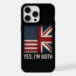 Coque iPhone 15 Pro Max Oui, je suis les deux drapeaux américain et britan