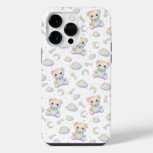 Coque Pour Pour iPhone 14 Pro Max Ours arc-en-ciel mignon et motif de nuages pastel