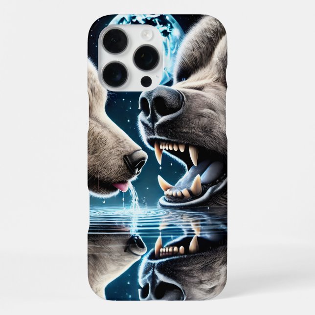 Coque iPhone Ours au clair de lune et harmonie de réflexion dan (Verso)