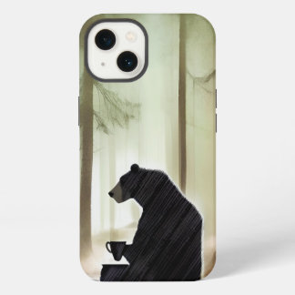 Etui iPhone 13 Ours buvant du café dans les bois