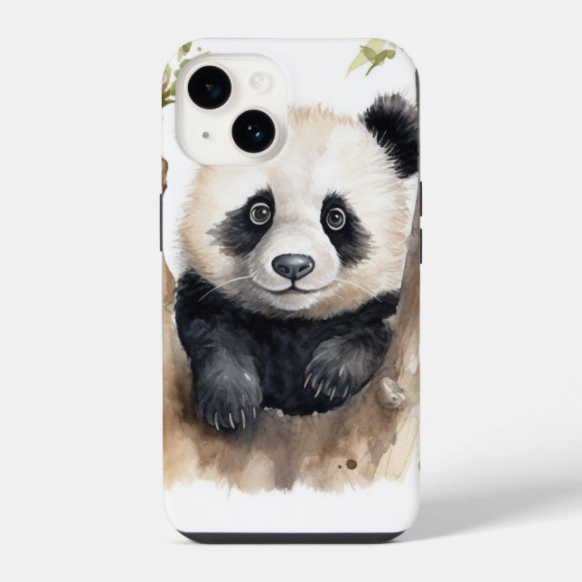 Coque iPhone Ours de panda aquarelle (Verso)
