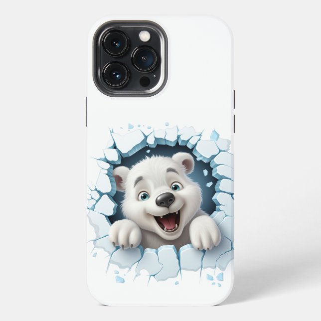 Coque iPhone Ours drôle 3D brise la glace (Verso)